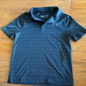 Under Armour Boy’s Black and Grey Striped Polo size YSM